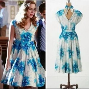 Anthropologie Annabelle Watercolor Floral Midi Dress, Size 4